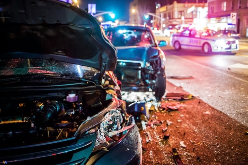 This image is showing a car after a car wreck.